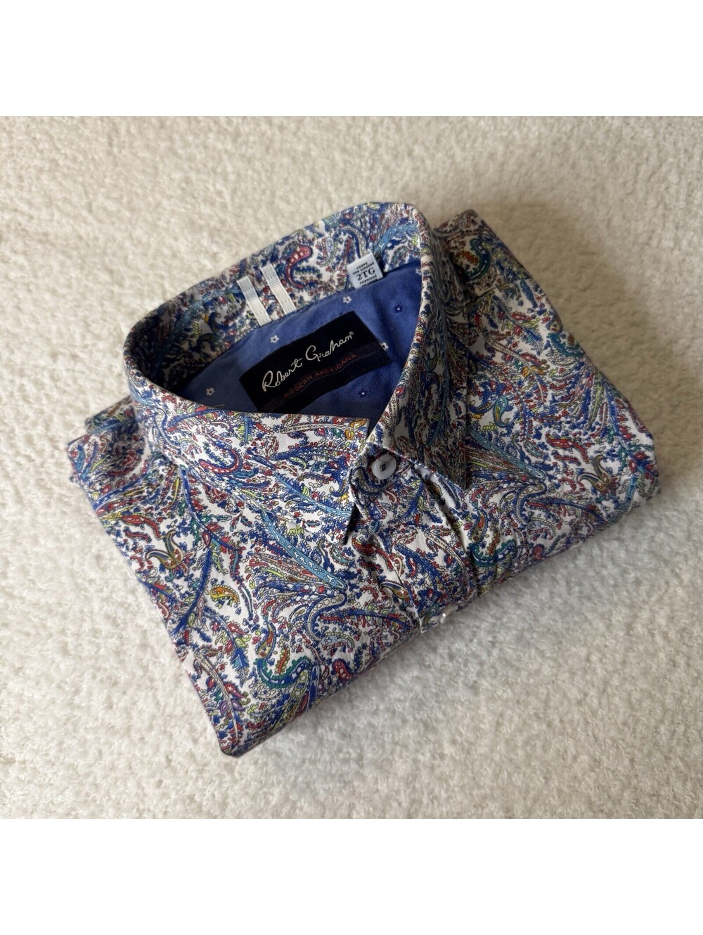 Robert Graham Modern Americana Mens 2XL Paisley Shirt Tailored Fit Multicolor